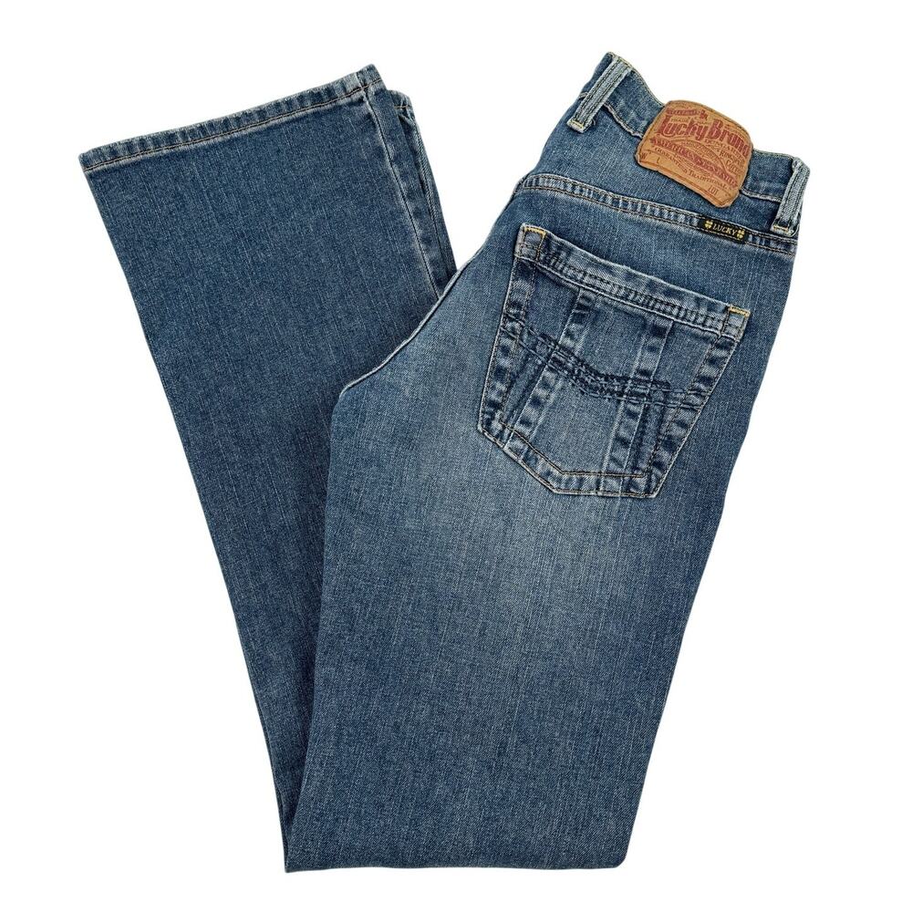 Lucky Brand Dungarees Stone Cruzer Jeans Bootcut Low Rise 28 Y2K Distressed